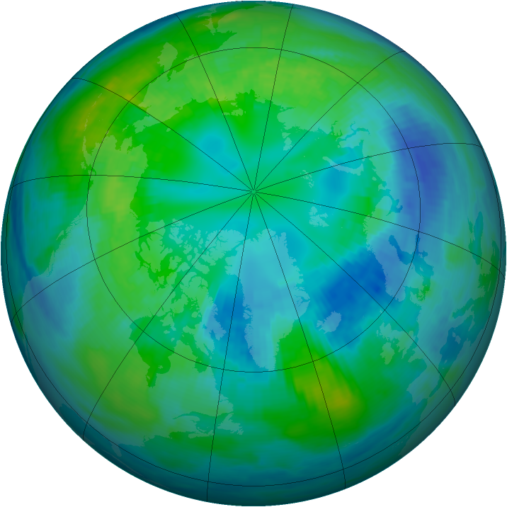 Arctic ozone map for 18 October 1988